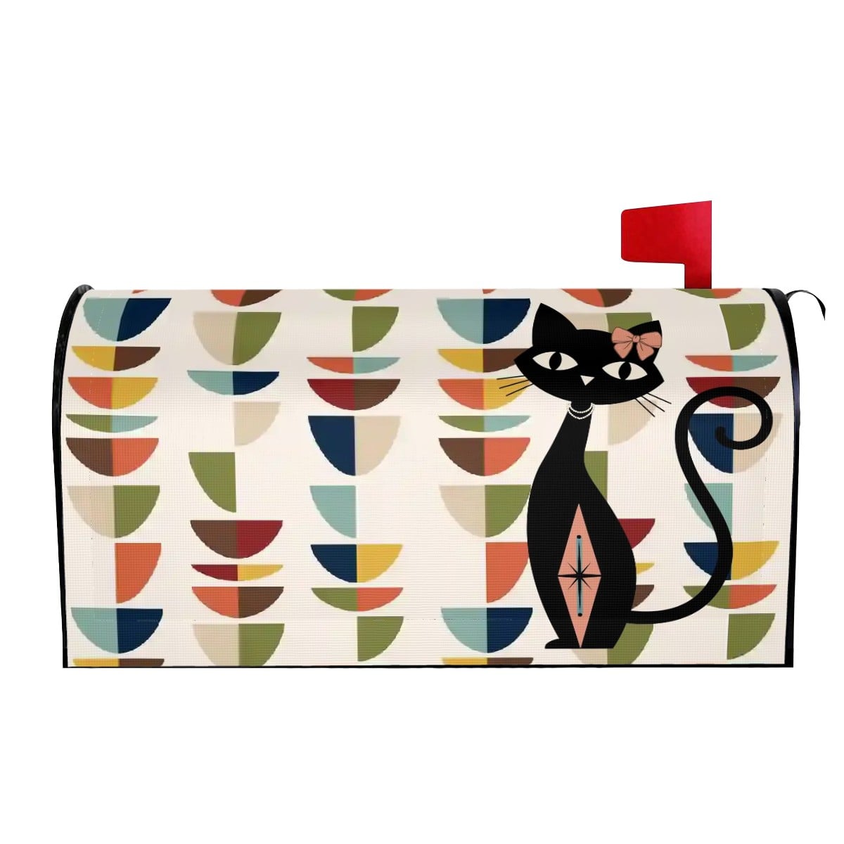 Kate McEnroe New York Mid Century Modern Geometric Atomic Cat Magnetic Mailbox CoverMailbox CoversQgHTZxa9US