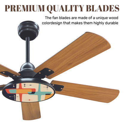 Kate McEnroe New York Mid Century Modern Geometric Ceiling Fan with Light, 50s Retro Starburst AccentCeiling Fansoj0FxzBGPf