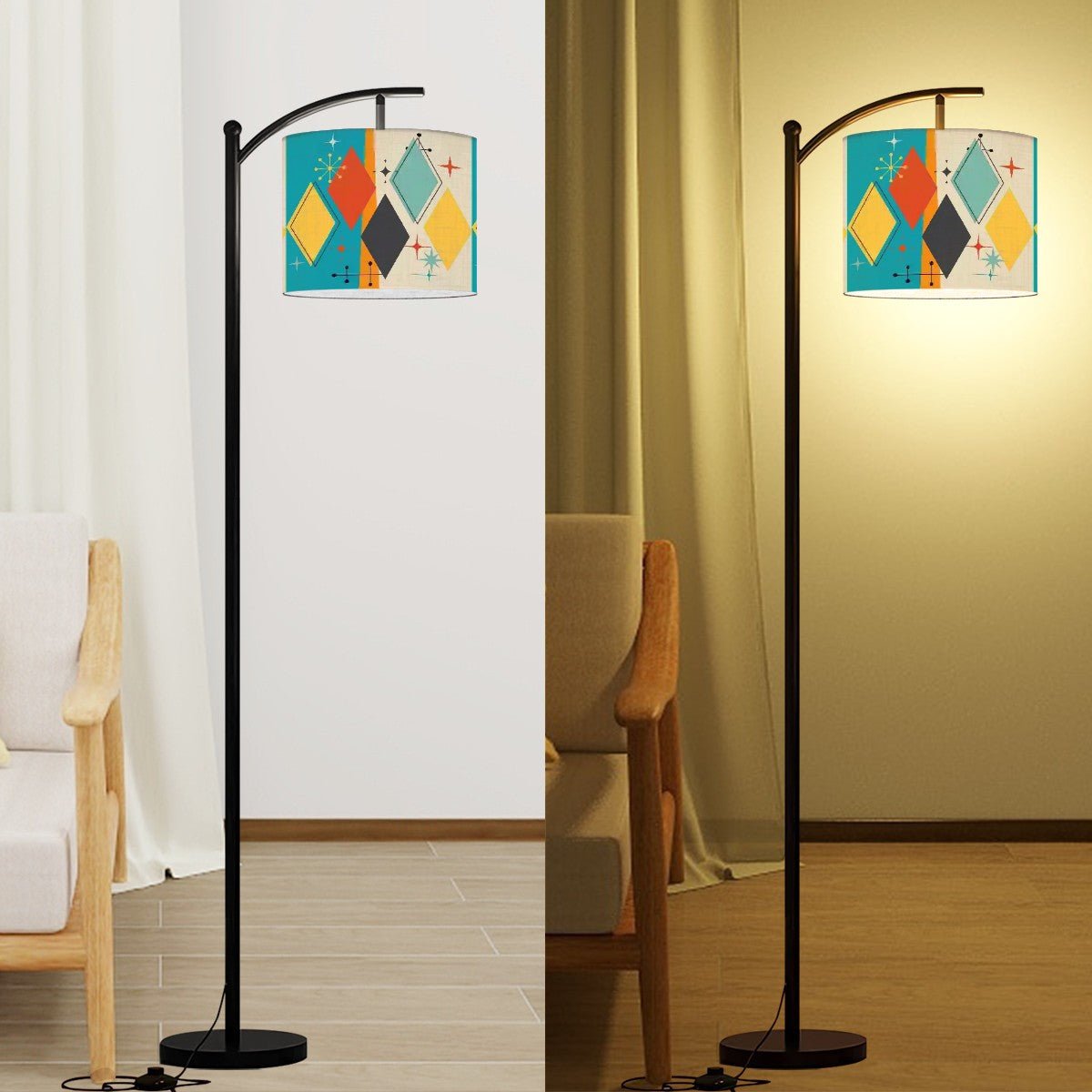Kate McEnroe New York Mid Century Modern Geometric Diamond Arc Floor LampFloor LampshxuK2pqbTm