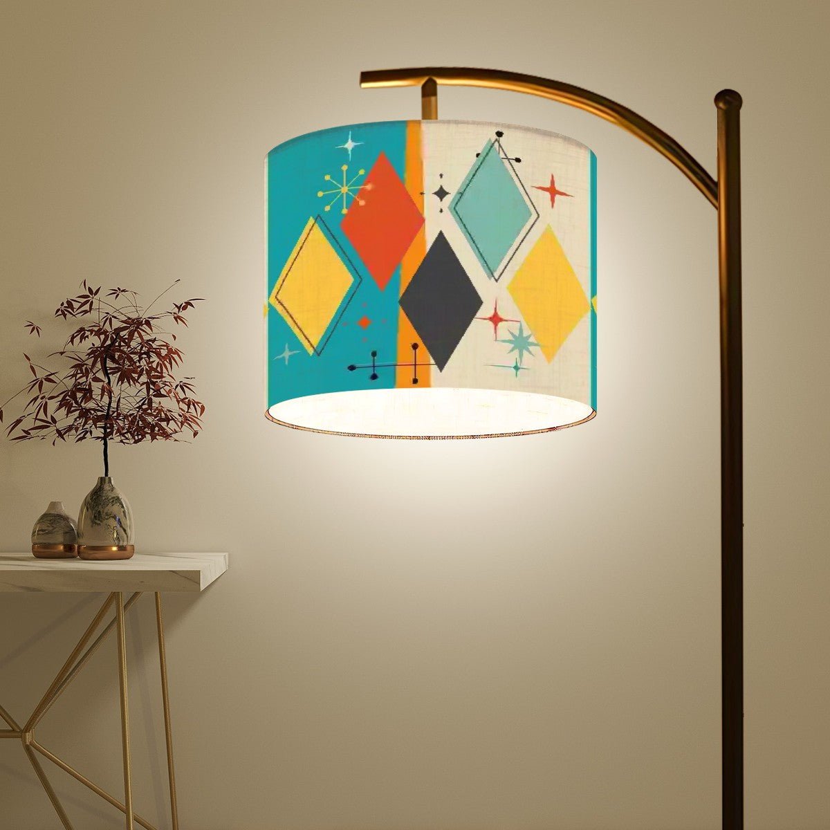 Kate McEnroe New York Mid Century Modern Geometric Diamond Arc Floor LampFloor LampshxuK2pqbTm