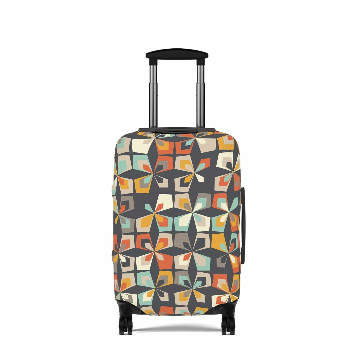 Printify Mid Century Modern Geometric Diamond Luggage Cover, Scandinavian Flower Suitcase Protector, Retro Travel Accessory Accessories 21&