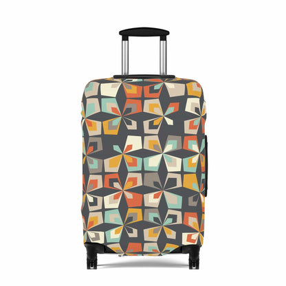 Printify Mid Century Modern Geometric Diamond Luggage Cover, Scandinavian Flower Suitcase Protector, Retro Travel Accessory Accessories 25&