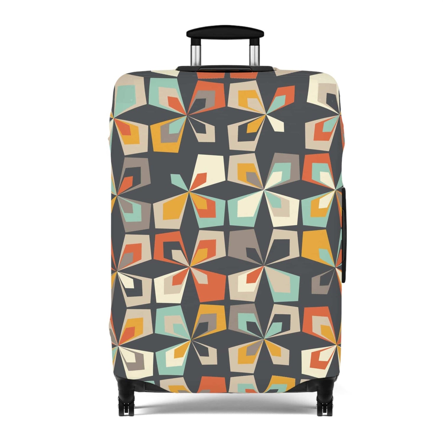 Printify Mid Century Modern Geometric Diamond Luggage Cover, Scandinavian Flower Suitcase Protector, Retro Travel Accessory Accessories 28&