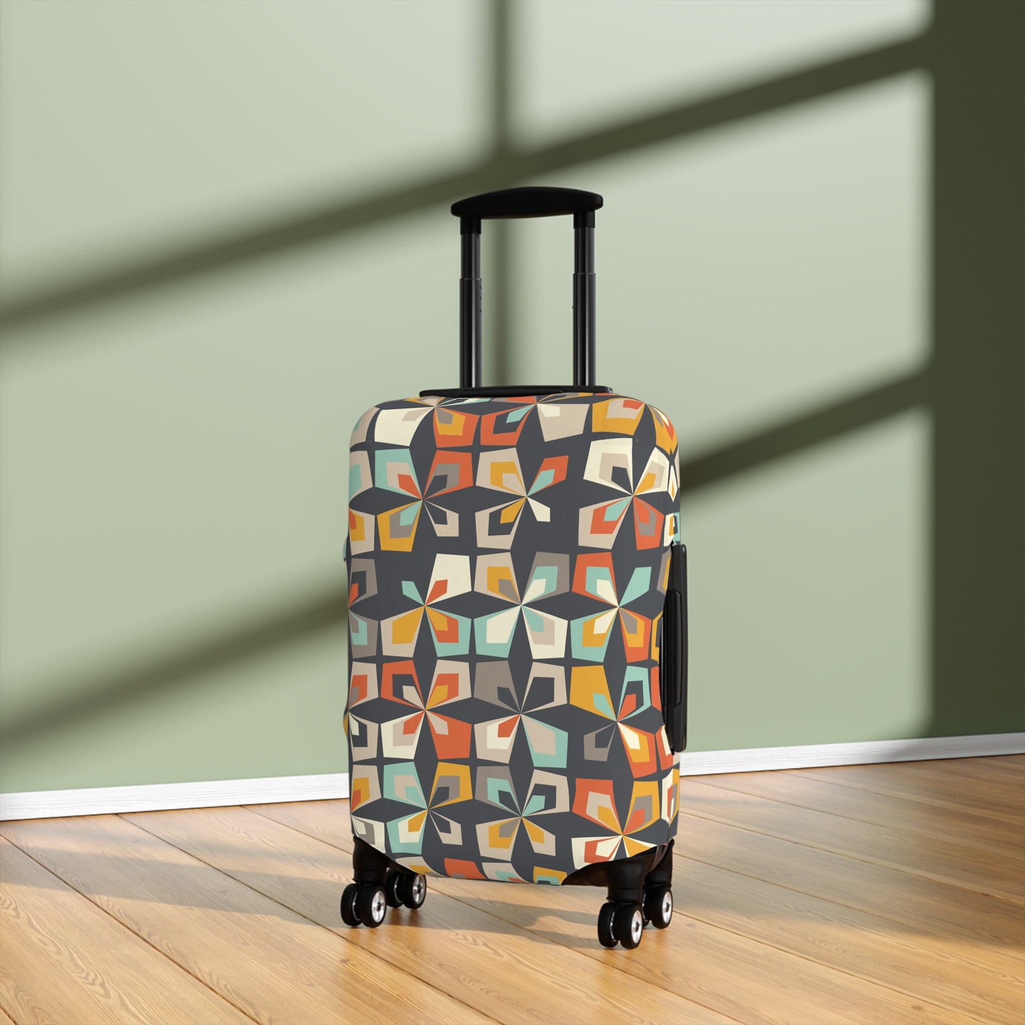 Kate McEnroe New York Mid Century Modern Geometric Diamond Luggage Cover, Scandinavian Flower Suitcase Protector, Retro Travel AccessoryLuggage Covers19926612637851161645