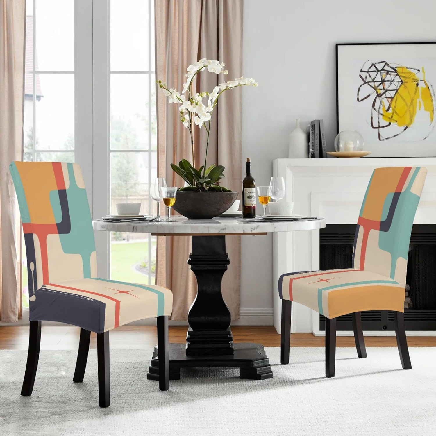 Kate McEnroe New York Mid Century Modern Geometric Dining Chair CoversChair SlipcoversD3231135