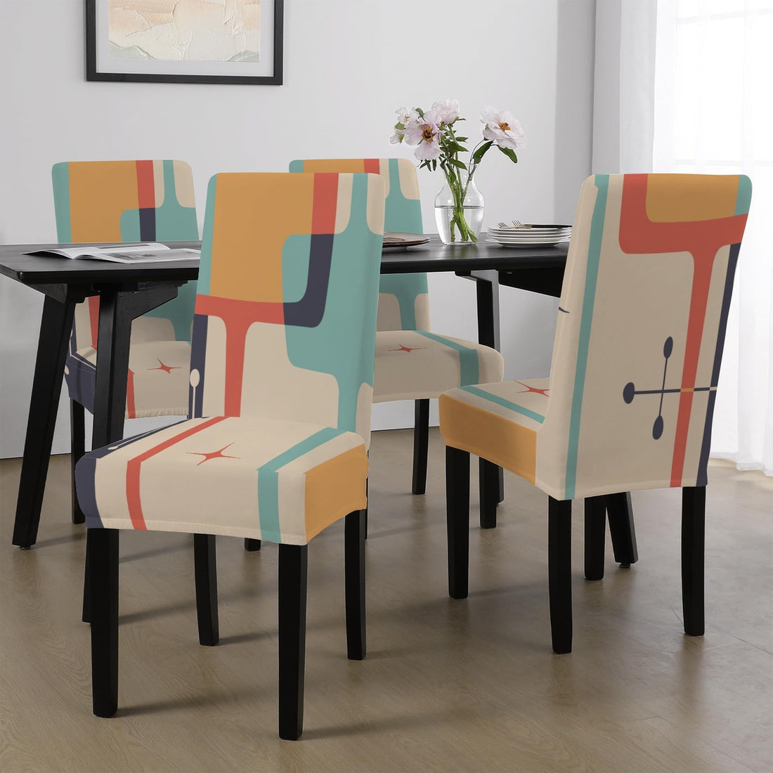 Kate McEnroe New York Mid Century Modern Geometric Dining Chair CoversChair SlipcoversD3231135