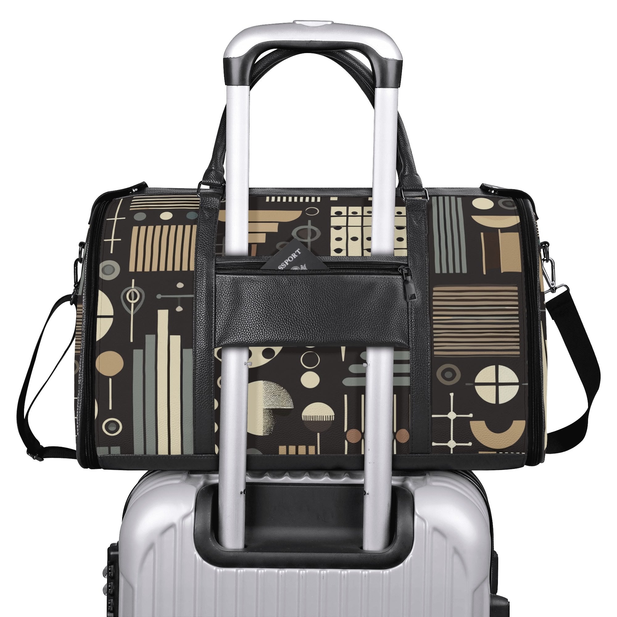 Kate McEnroe New York Mid Century Modern Geometric Duffel Bag, Foldable Travel Weekender, Mod Carry - OnDuffel BagsN4MEX4GW - 1