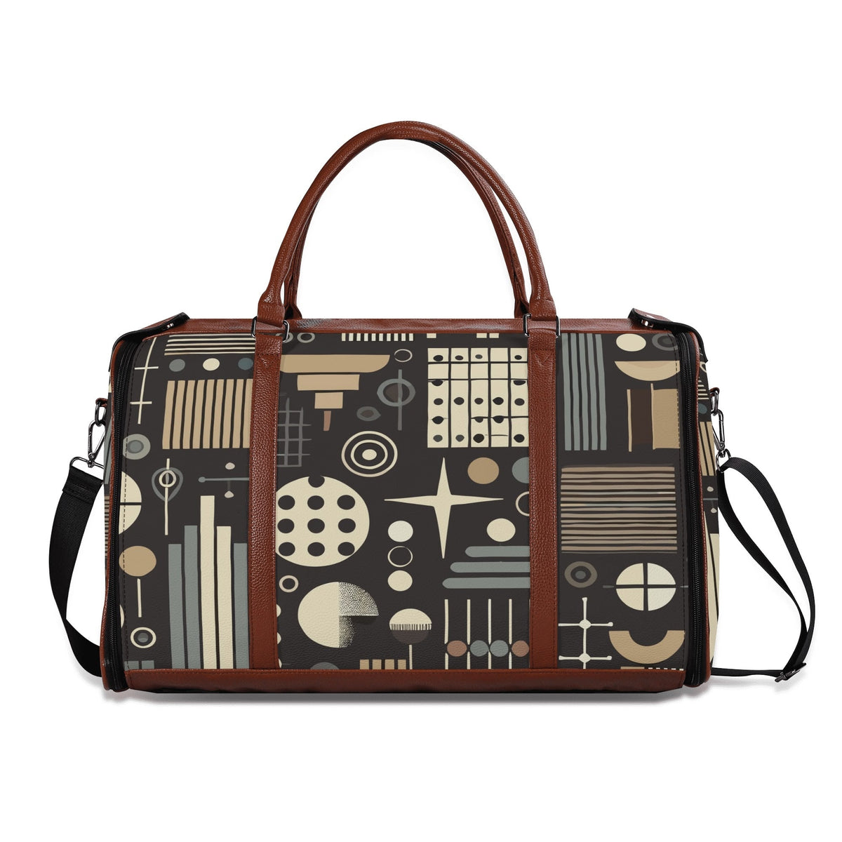 Kate McEnroe New York Mid Century Modern Geometric Duffel Bag, Foldable Travel Weekender, Mod Carry - OnDuffel BagsN4MEX4GW - 1