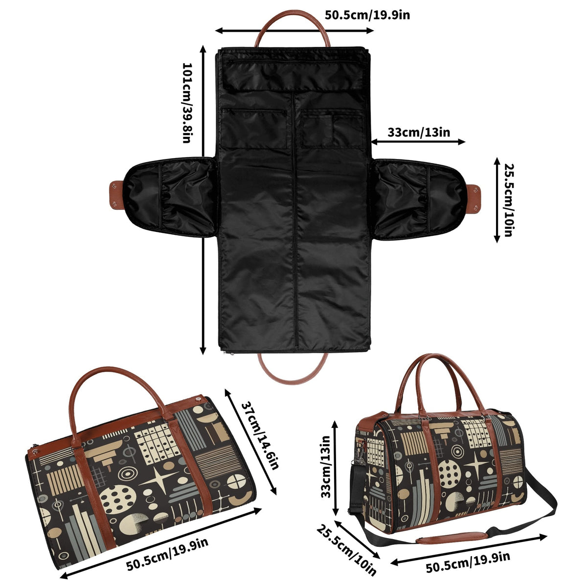 Kate McEnroe New York Mid Century Modern Geometric Duffel Bag, Foldable Travel Weekender, Mod Carry - OnDuffel BagsN4MEX4GW - 1
