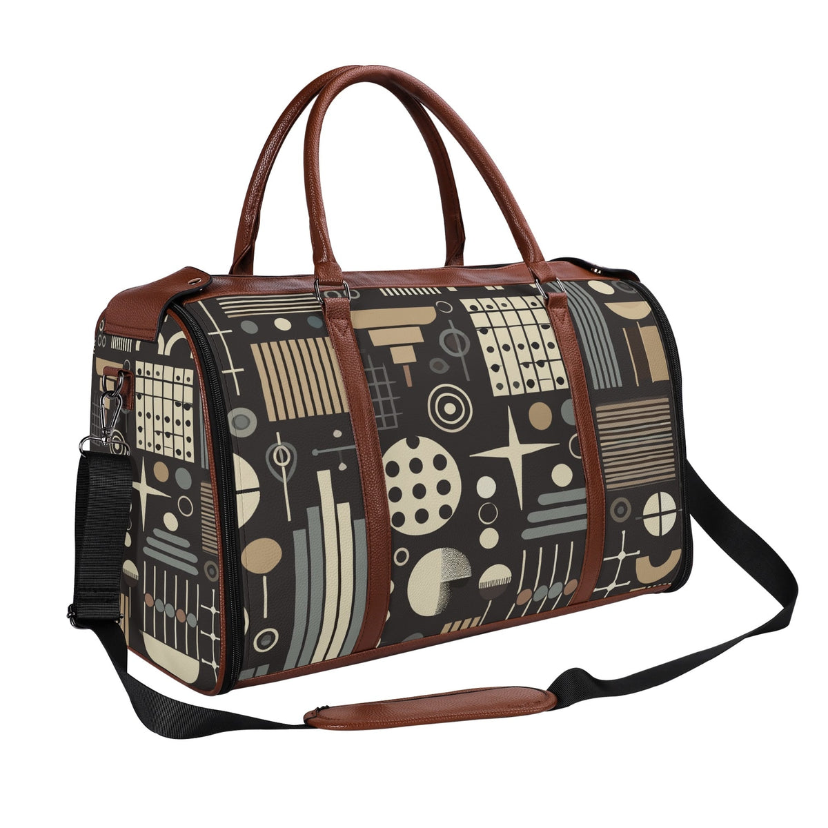 Kate McEnroe New York Mid Century Modern Geometric Duffel Bag, Foldable Travel Weekender, Mod Carry - OnDuffel BagsN4MEX4GW - 1
