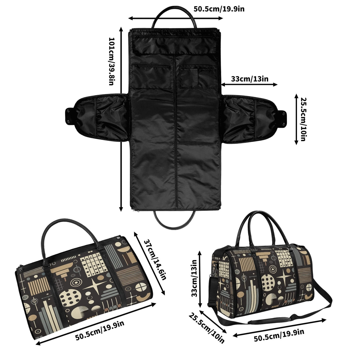 Kate McEnroe New York Mid Century Modern Geometric Duffel Bag, Foldable Travel Weekender, Mod Carry - OnDuffel BagsN4MEX4GW - 2