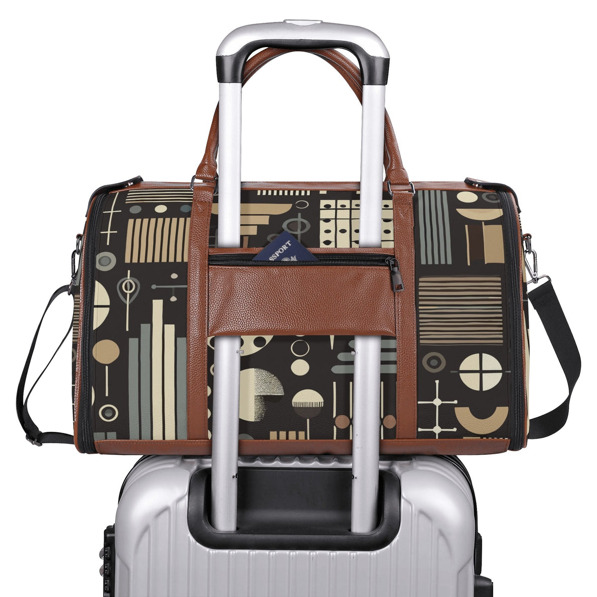 Kate McEnroe New York Mid Century Modern Geometric Duffel Bag, Foldable Travel Weekender, Mod Carry - OnDuffel BagsN4MEX4GW - 2