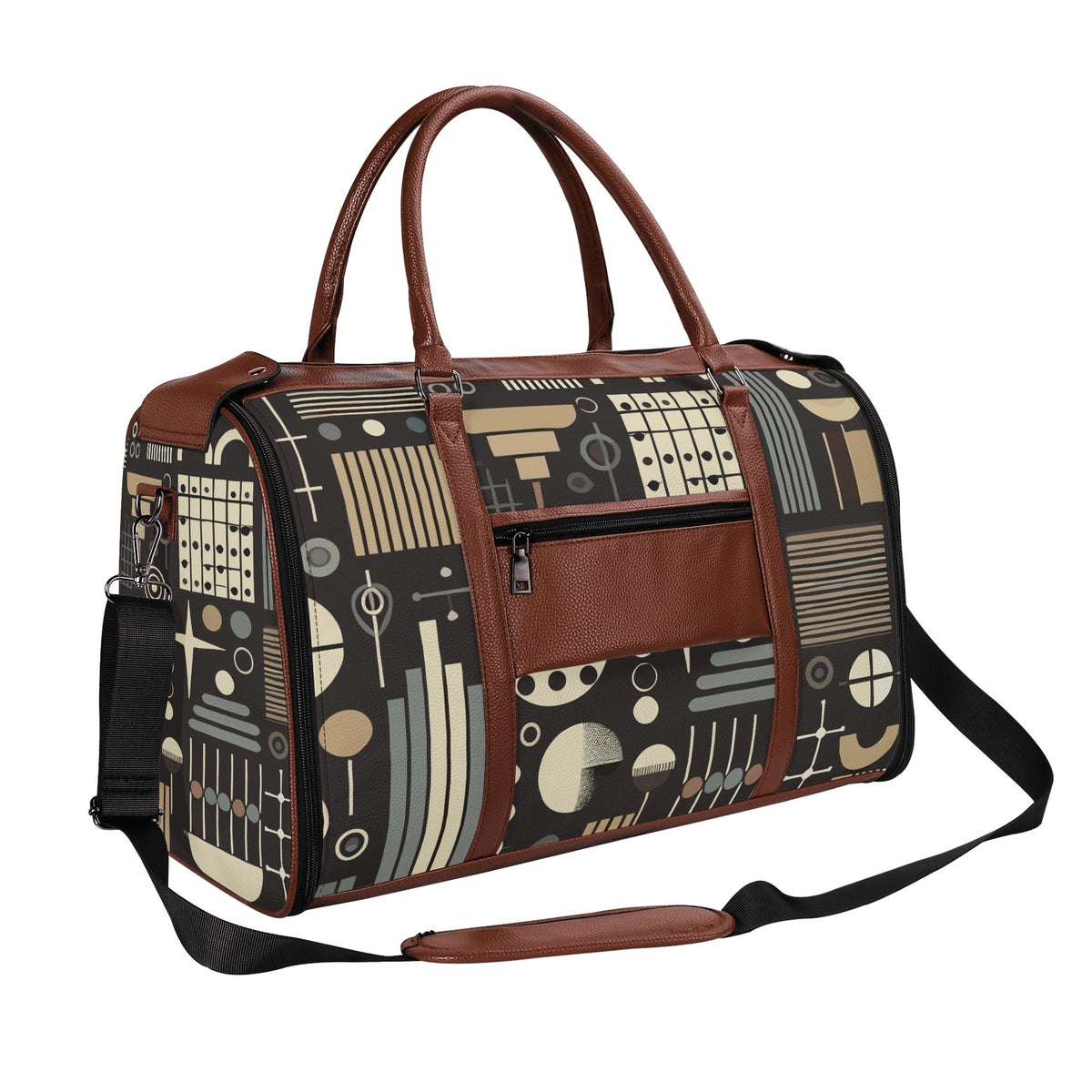 Kate McEnroe New York Mid Century Modern Geometric Duffel Bag, Foldable Travel Weekender, Mod Carry - OnDuffel BagsN4MEX4GW - 2