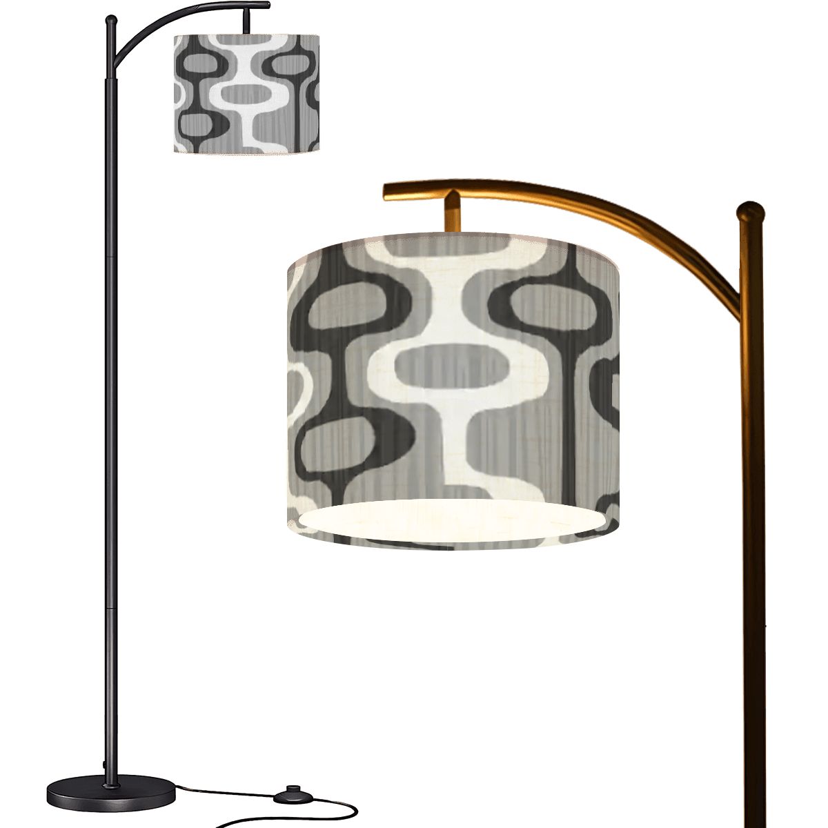 Kate McEnroe New York Mid Century Modern Geometric Gray Arc Floor LampArc Floor LampswVsS65mxsi