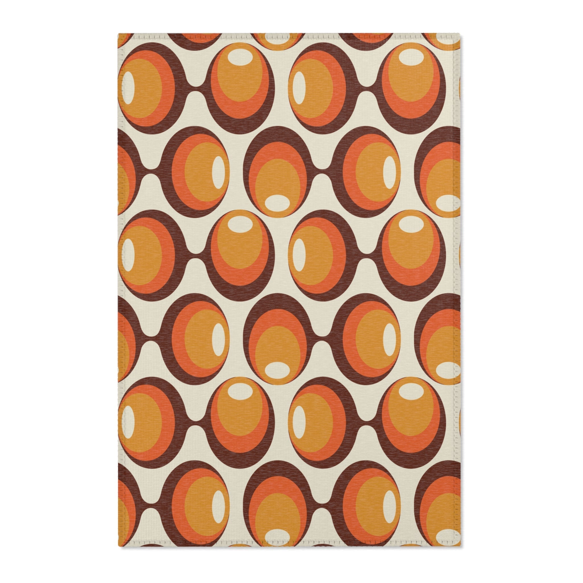 Kate McEnroe New York Mid Century Modern Geometric Groovy Orbs Area Rug, Retro Hippie 70s Orange, Beige, Brown Accent Rug, MCM Living Room, Bedroom Home DecorRugs18604036264376181132