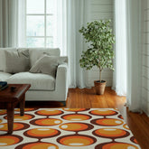 Kate McEnroe New York Mid Century Modern Geometric Groovy Orbs Area Rug, Retro Hippie 70s Orange, Beige, Brown Accent Rug, MCM Living Room, Bedroom Home DecorRugs63744915608795192579