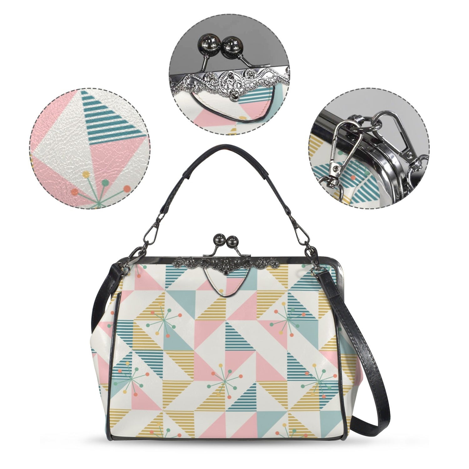 Kate McEnroe New York Mid Century Modern Geometric Kisslock HandbagCrossbody BagsD3274948