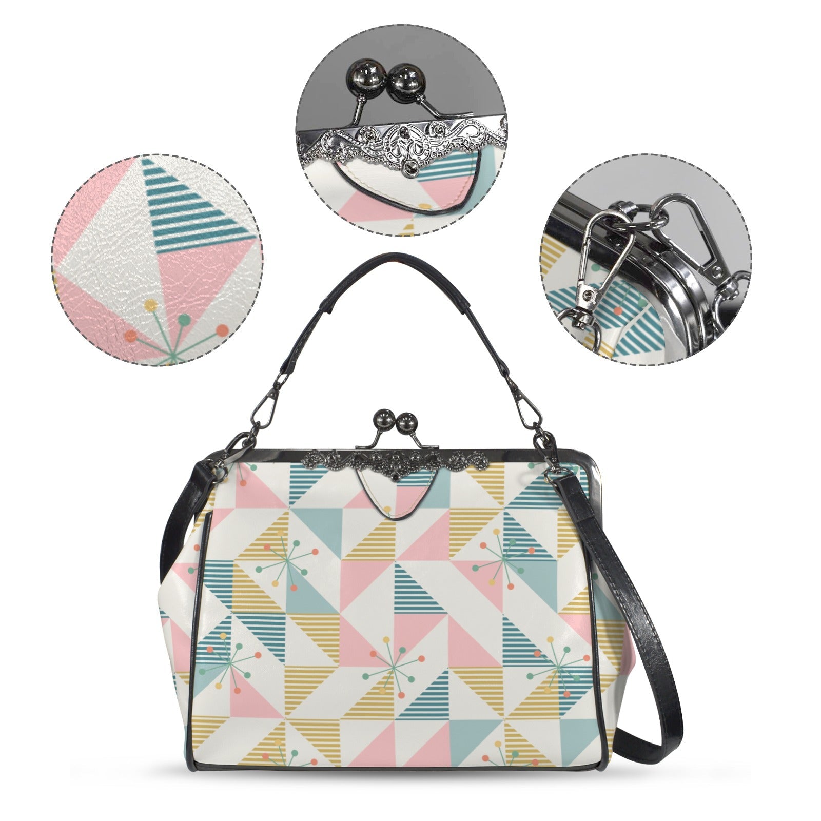 Kate McEnroe New York Mid Century Modern Geometric Kisslock HandbagCrossbody BagsD3274948