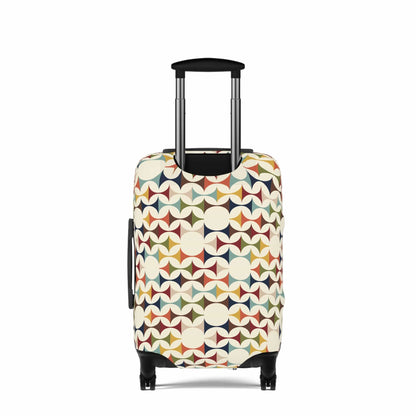 Kate McEnroe New York Mid Century Modern Geometric Luggage Cover, 50s MCM Cream Teal Mustard, Retro Suitcase SkinLuggage Covers89022431061327172479