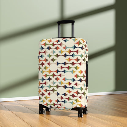 Kate McEnroe New York Mid Century Modern Geometric Luggage Cover, 50s MCM Cream Teal Mustard, Retro Suitcase SkinLuggage Covers89022431061327172479