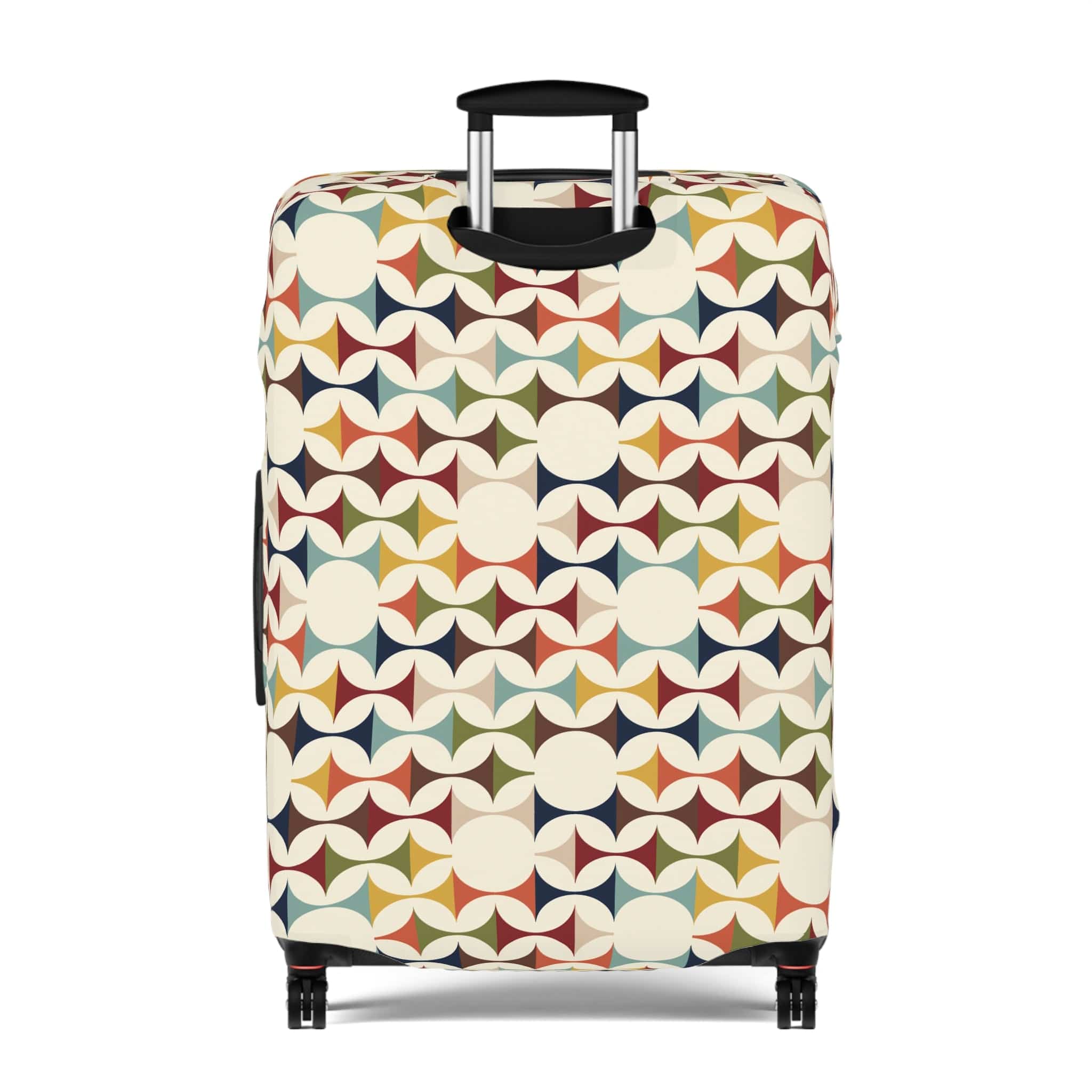 Kate McEnroe New York Mid Century Modern Geometric Luggage Cover, 50s MCM Cream Teal Mustard, Retro Suitcase SkinLuggage Covers89022431061327172479