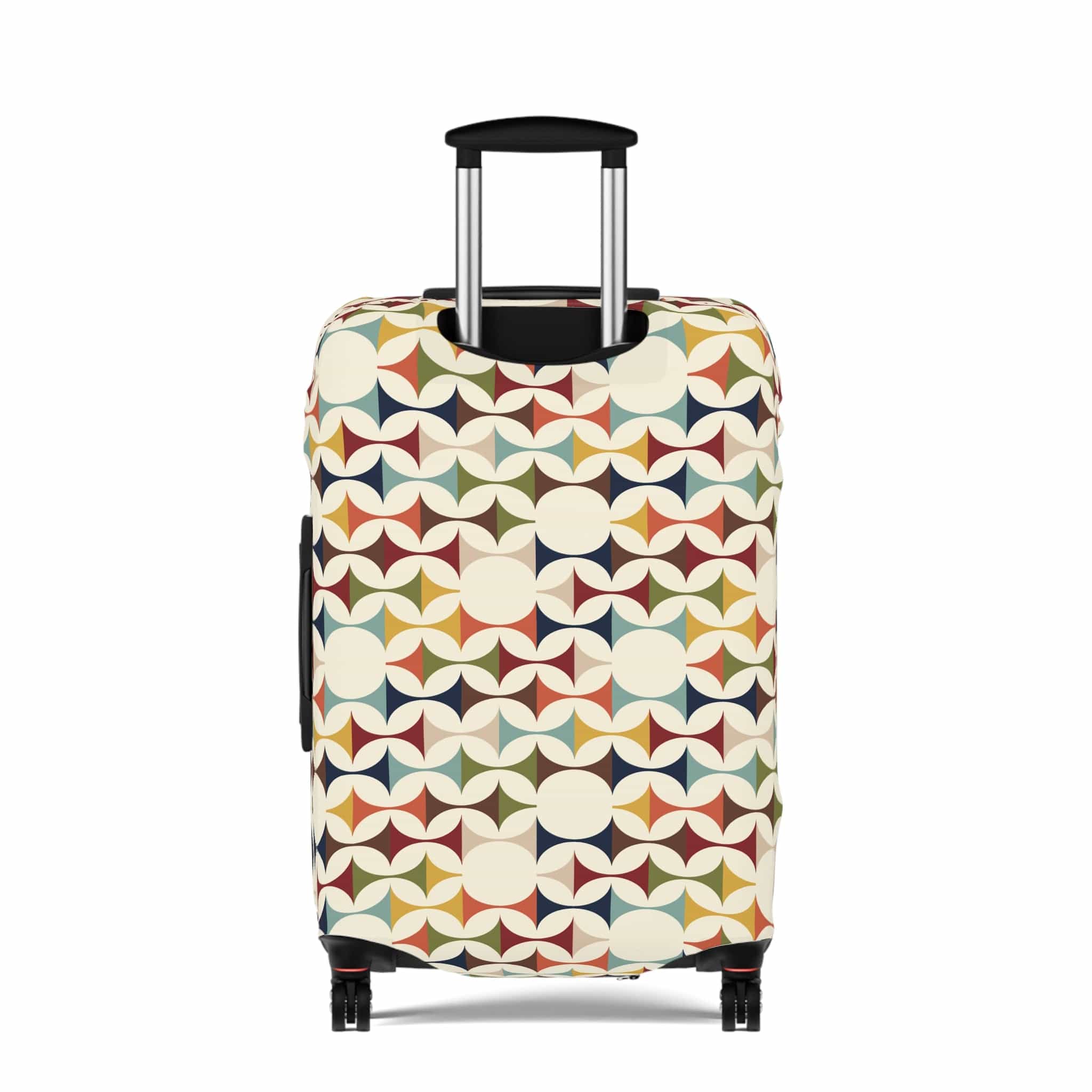 Kate McEnroe New York Mid Century Modern Geometric Luggage Cover, 50s MCM Cream Teal Mustard, Retro Suitcase SkinLuggage Covers89022431061327172479