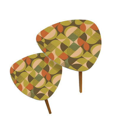 Kate McEnroe New York Mid Century Modern Geometric Nesting Tables, Retro Mod Green Orange AccentNesting TablesIdgjU3FYe4