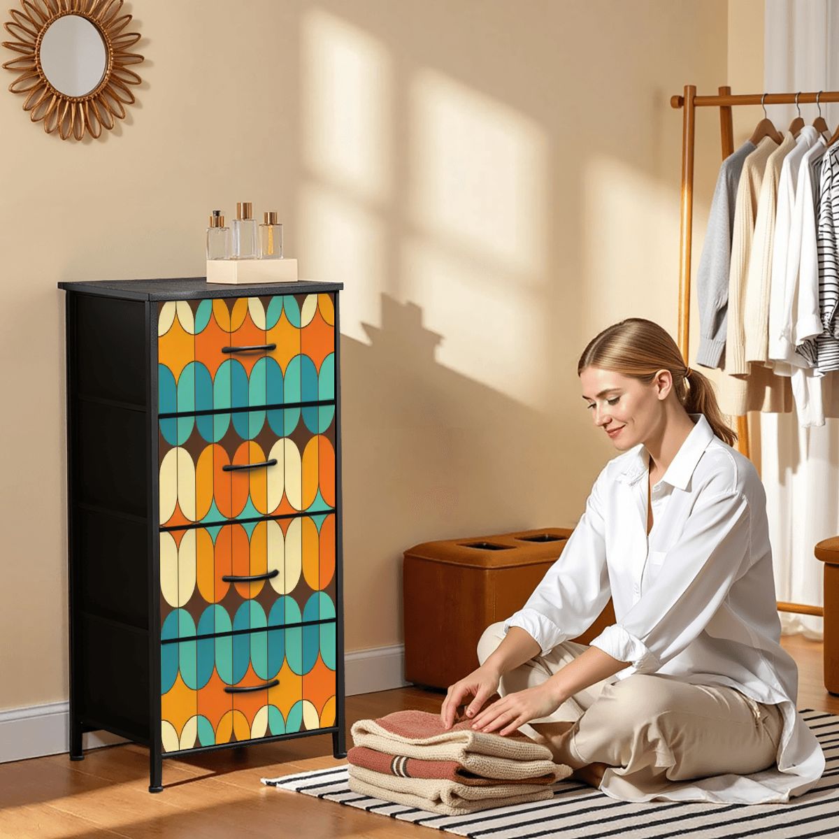 Kate McEnroe New York Mid Century Modern Geometric Orange Teal DresserDressers245Dz9tVtK