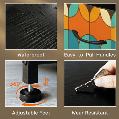 Kate McEnroe New York Mid Century Modern Geometric Orange Teal DresserDressers245Dz9tVtK