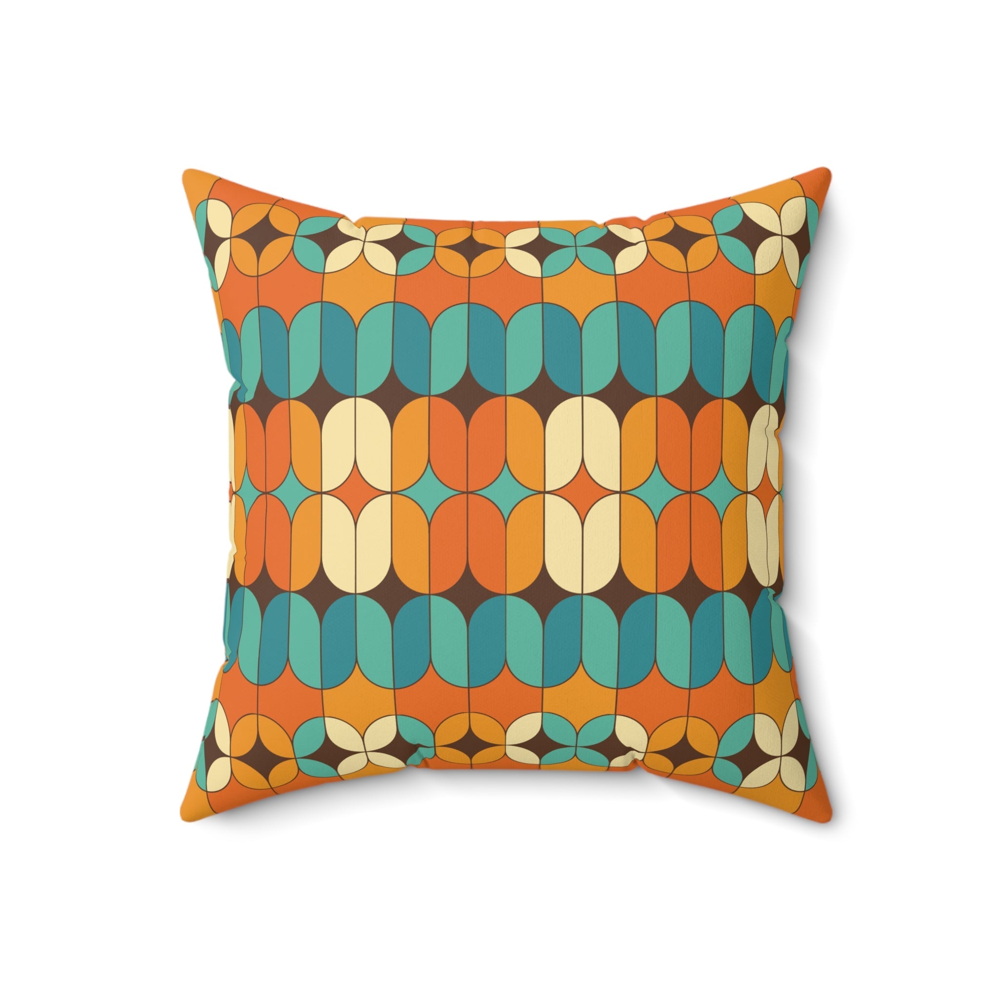 Kate McEnroe New York Mid Century Modern Geometric Orange Teal Throw PillowThrow Pillows23960157525367745314