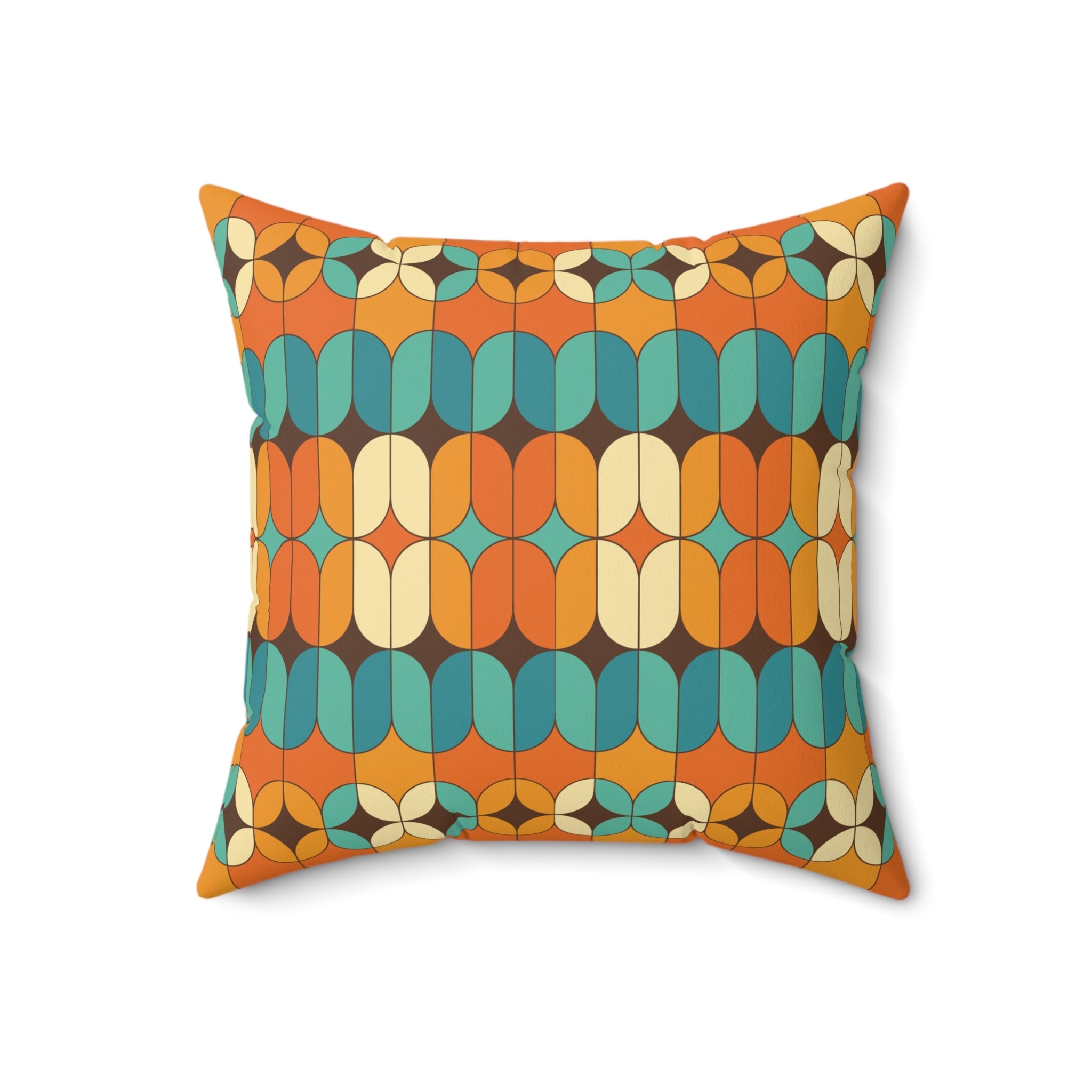 Kate McEnroe New York Mid Century Modern Geometric Orange Teal Throw PillowThrow Pillows29454344495433190683