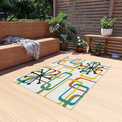 Kate McEnroe New York Mid Century Modern Geometric Outdoor/Indoor Rug, Retro Atomic Starburst Patio Decor, MCM Area RugRugs20598499956101171315