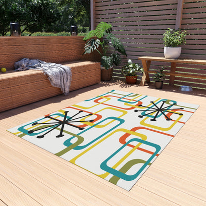 Kate McEnroe New York Mid Century Modern Geometric Outdoor/Indoor Rug, Retro Atomic Starburst Patio Decor, MCM Area RugRugs30748559018569239966