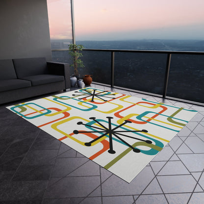 Kate McEnroe New York Mid Century Modern Geometric Outdoor/Indoor Rug, Retro Atomic Starburst Patio Decor, MCM Area RugRugs30748559018569239966