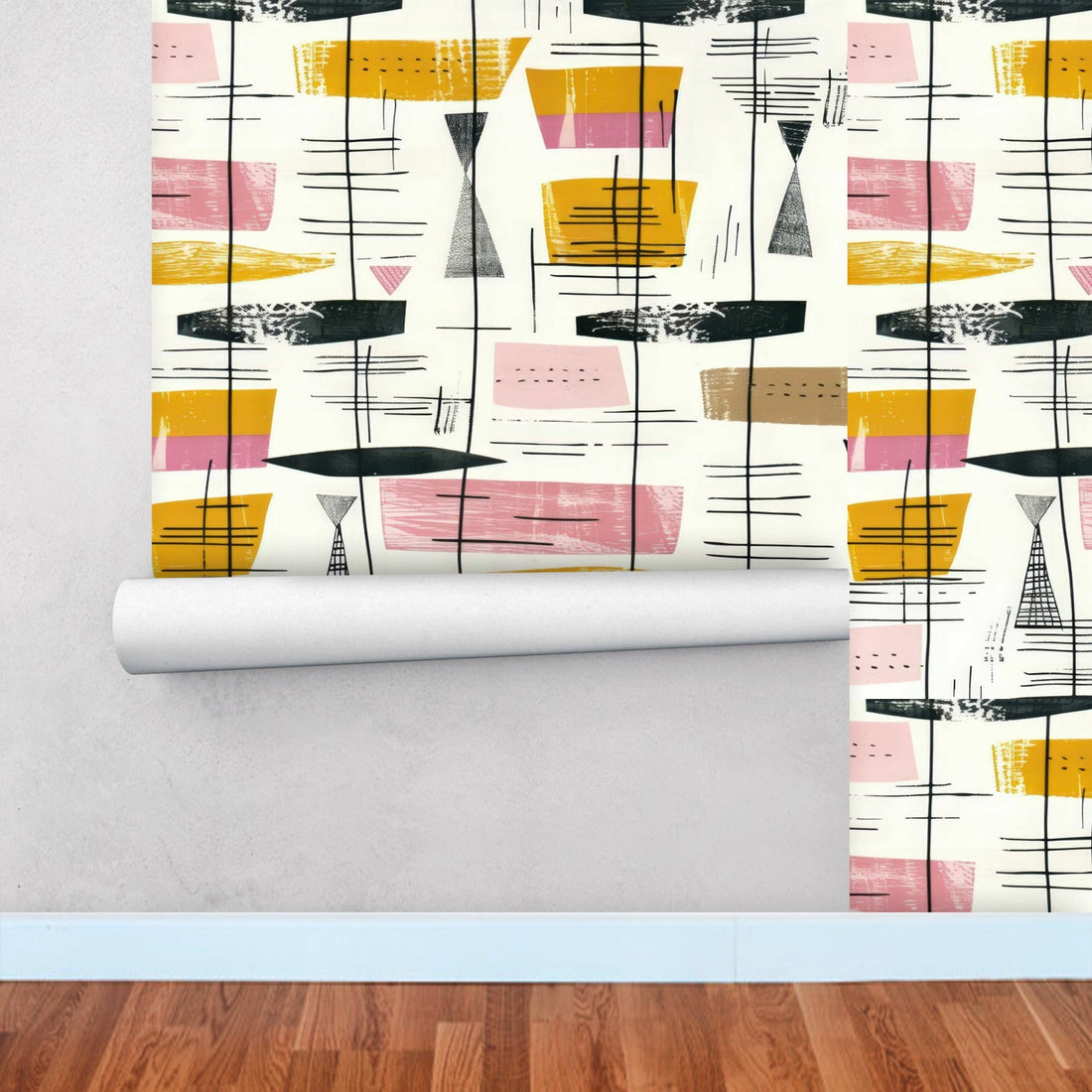 Kate McEnroe New York Mid Century Modern Geometric Peel And Stick Wallpaper, Retro Abstract Design, Vintage Home Decor, 1950s Style Wallpaper Panels, Living Room AccentWallpaper118549