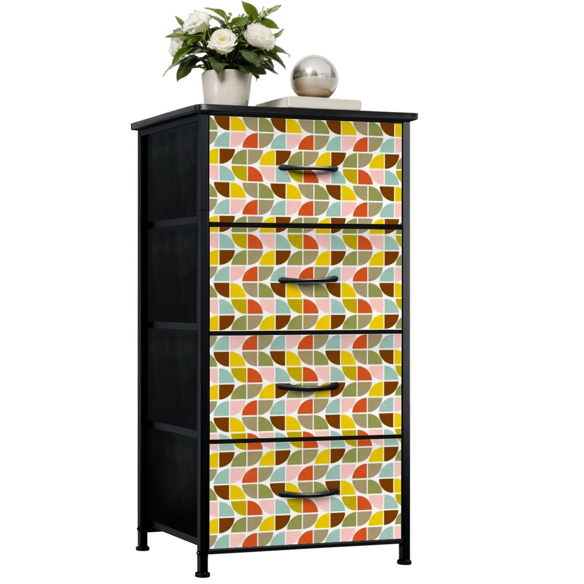 Kate McEnroe New York Mid Century Modern Geometric Retro 4 Drawer Fabric DresserDressersa16dFYFH6I