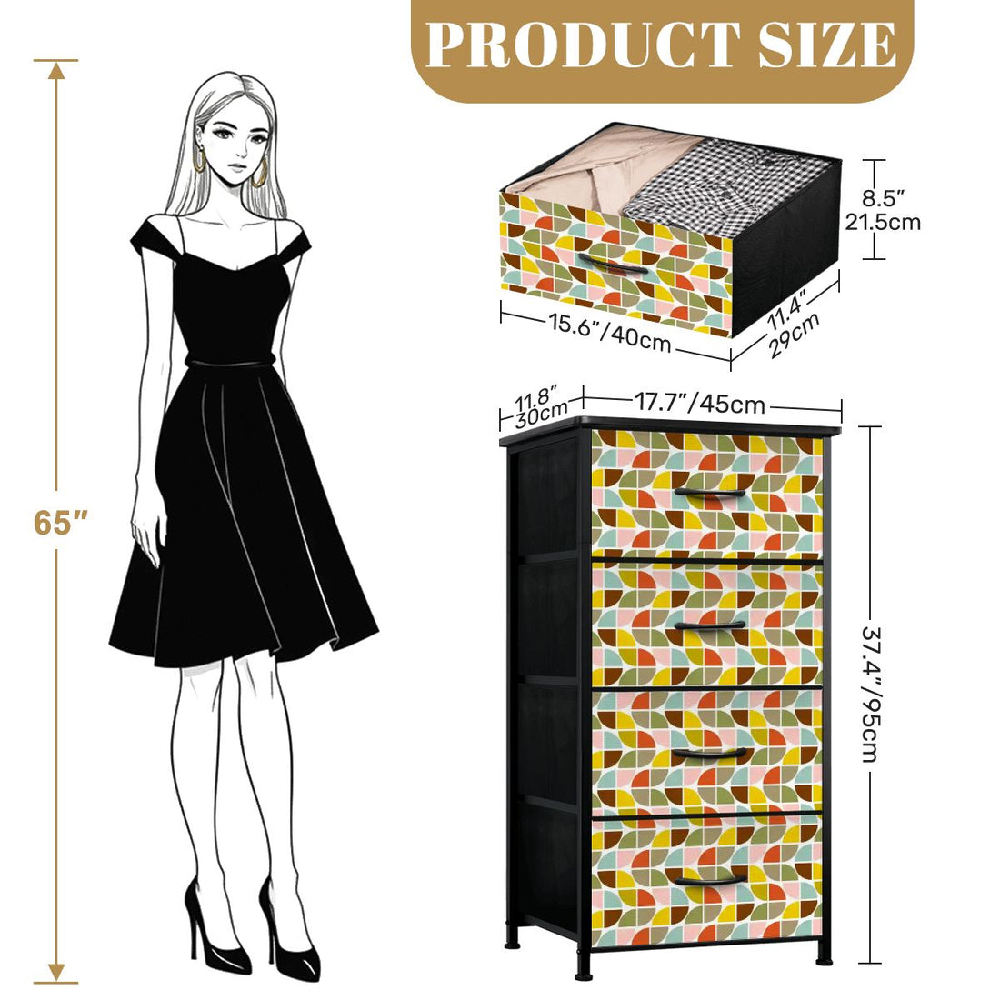 Kate McEnroe New York Mid Century Modern Geometric Retro 4 Drawer Fabric DresserDressersa16dFYFH6I