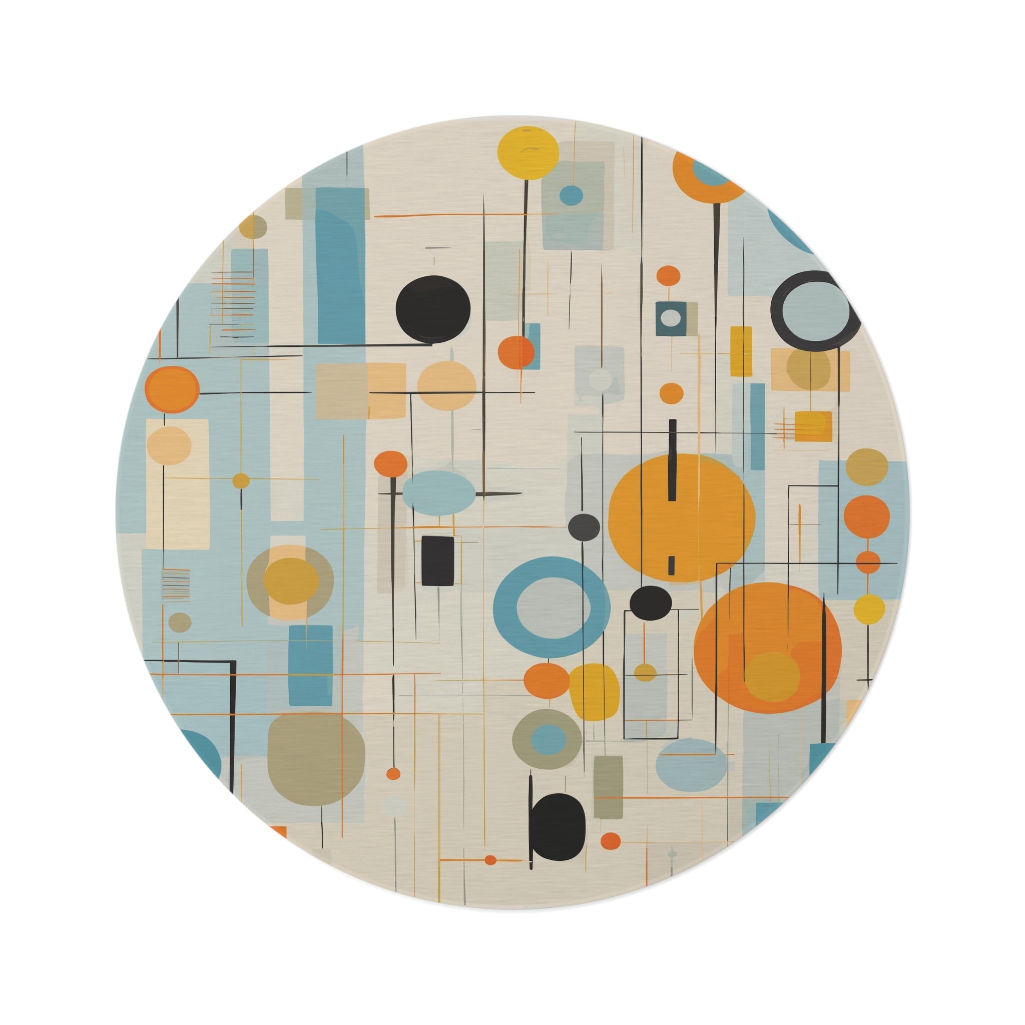 Kate McEnroe New York Mid Century Modern Geometric Round Rug, Retro 50s Atomic Orbs Mod Area CarpetRugs29098282937676137217