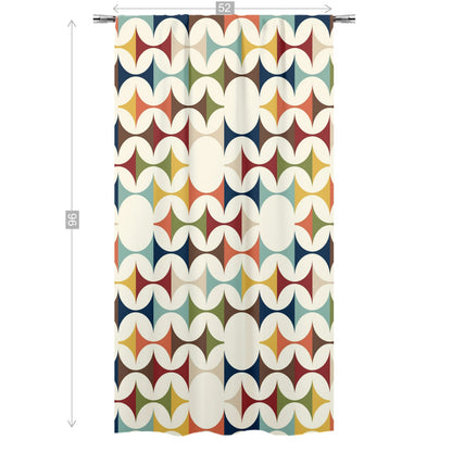 Kate McEnroe New York Mid Century Modern Geometric Semi - Opaque Window Curtains, 60s Retro MCM Cream, Teal, Mustard, Rust Curtain Panel DrapesWindow Curtains125644