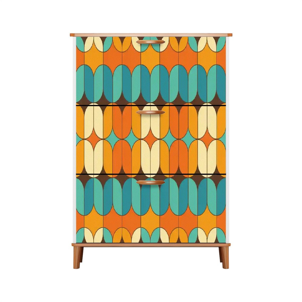 Kate McEnroe New York Mid Century Modern Geometric Shoe Cabinet, Retro 60s Mod Storage Accent, Vintage MCM Entryway OrganizerShoe StorageAOCi0Udan3