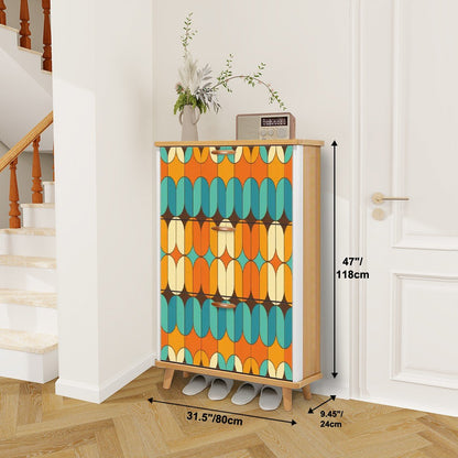 Kate McEnroe New York Mid Century Modern Geometric Shoe Cabinet, Retro 60s Mod Storage Accent, Vintage MCM Entryway OrganizerShoe StorageAOCi0Udan3