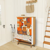 Kate McEnroe New York Mid Century Modern Geometric Shoe Cabinet, Retro Abstract Mod Storage AccentShoe StoragesP7mYsUXhF