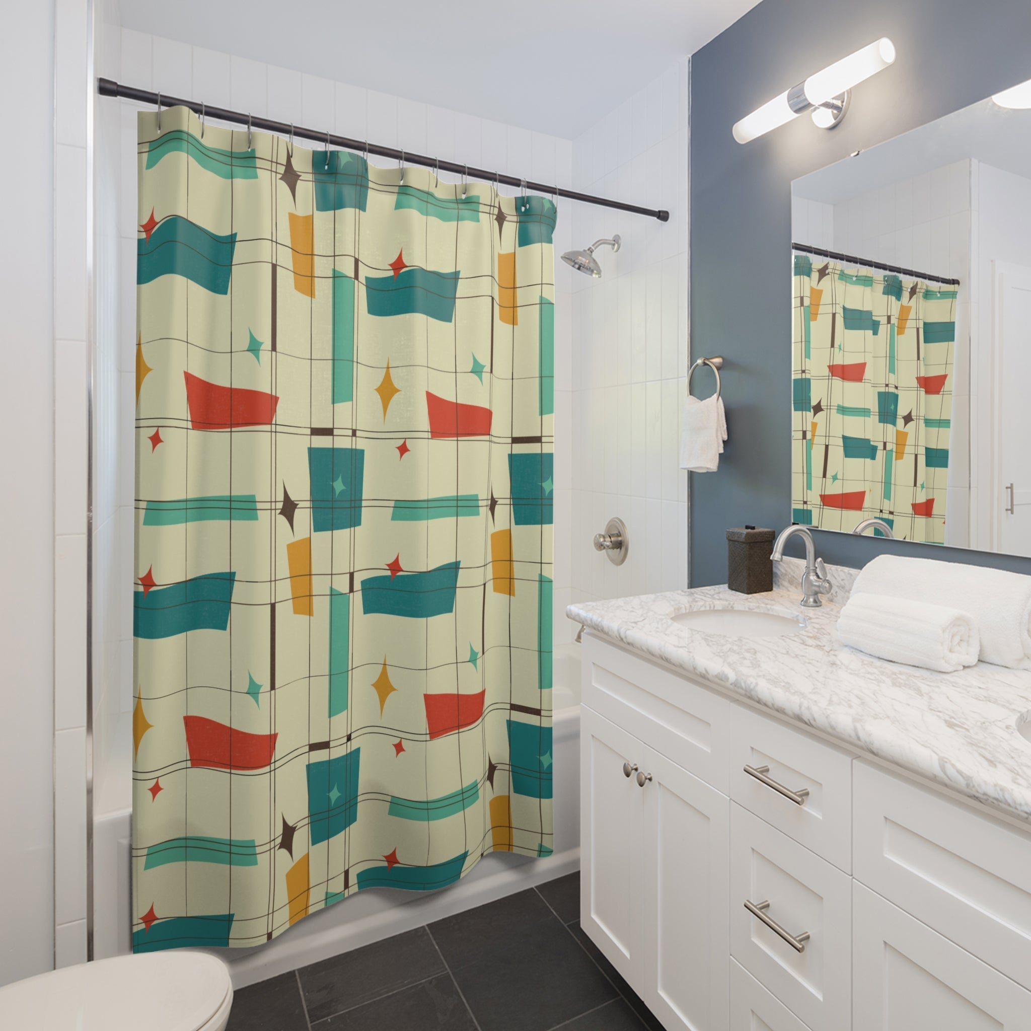 Kate McEnroe New York Mid Century Modern Geometric Shower Curtain Retro Abstract Bath DecorShower Curtains25233041450046288791
