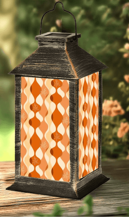 Kate McEnroe New York Mid Century Modern Geometric Solar Lantern, Retro Groovy Orange Retro Garden DecorSolar Lanternscdimd8vunR