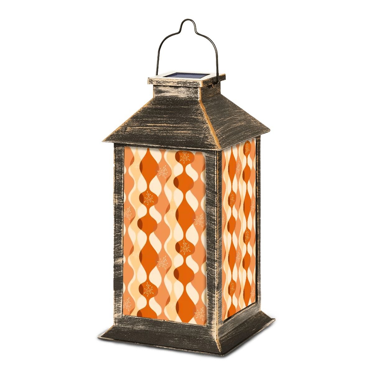 Kate McEnroe New York Mid Century Modern Geometric Solar Lantern, Retro Groovy Orange Retro Garden DecorSolar Lanternscdimd8vunR