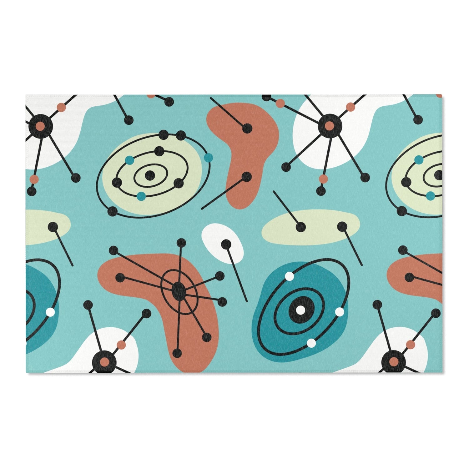 Kate McEnroe New York Mid Century Modern Geometric Starburst Area Rug, Groovy Retro Atomic Age Aqua Blue Home Decor CarpetRugs14079809982320164137