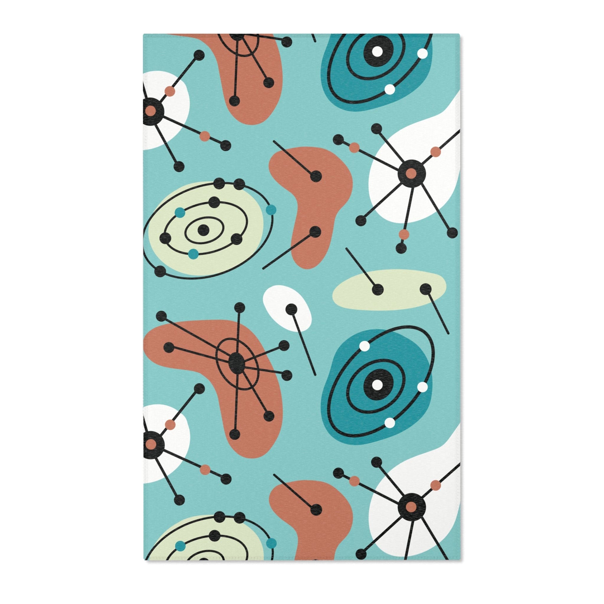 Kate McEnroe New York Mid Century Modern Geometric Starburst Area Rug, Groovy Retro Atomic Age Aqua Blue Home Decor CarpetRugs21934882050911064223