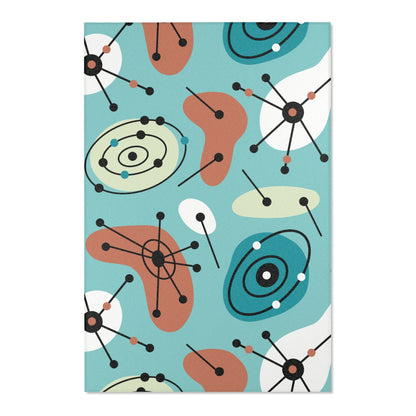 Kate McEnroe New York Mid Century Modern Geometric Starburst Area Rug, Groovy Retro Atomic Age Aqua Blue Home Decor CarpetRugs28518615854353033106