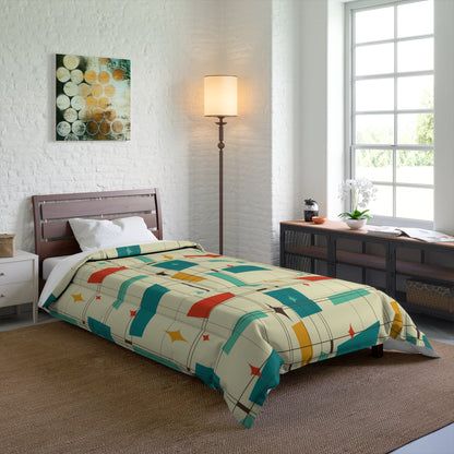 Printify Mid Century Modern Geometric Starburst Comforter Home Decor