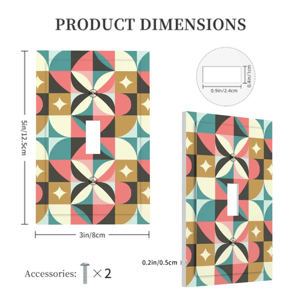 Kate McEnroe New York Mid Century Modern Geometric Switch Plate, Retro 60s Diamond Starburst Teal Pink MustardSwitch Plates5B9pCeVn0k